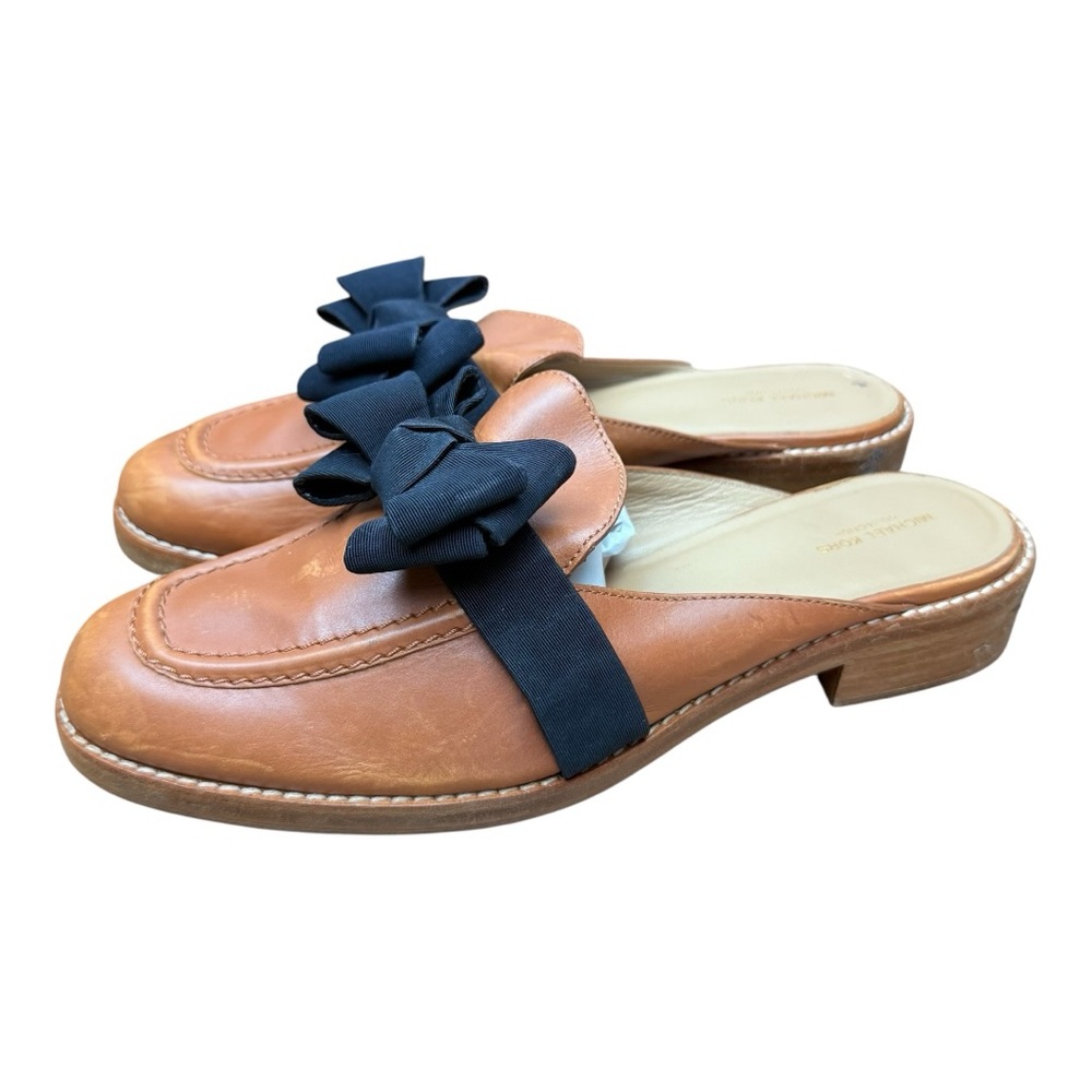 Michael Kors Collection   Mules Women's size 9.5 Tan Leather Loafers with Black